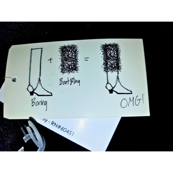 Surell Boot Bling Black Genuine Rabbit Fur Boot Cuff Shoe Cuff - Picture 4 of 5